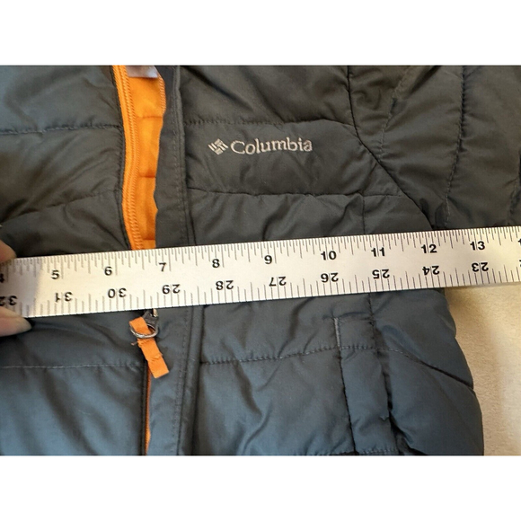 COLUMBIA Powder Lite Boys Hooded Jacket 3T Black-Grey-Orange - Picture 10 of 12